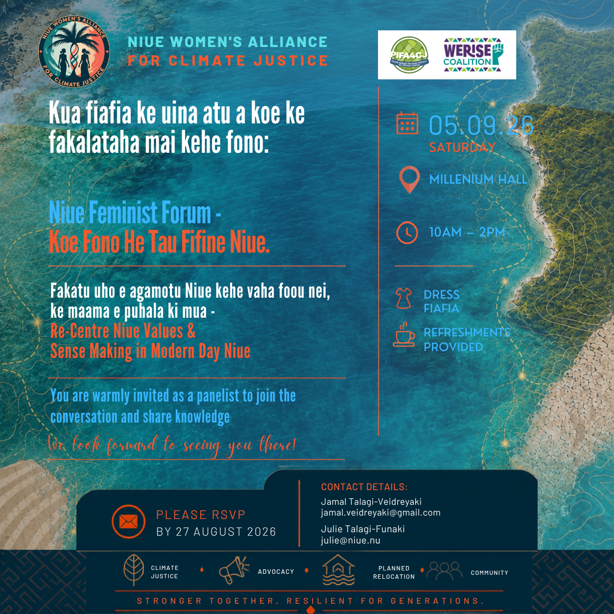 Niue Feminist Forum 2026 invitation — Koe Fono He Tau Fifine Niue